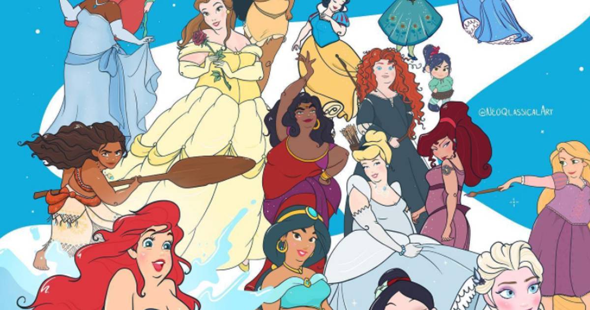 Una artista dibujó a las princesas Disney en versión curvy