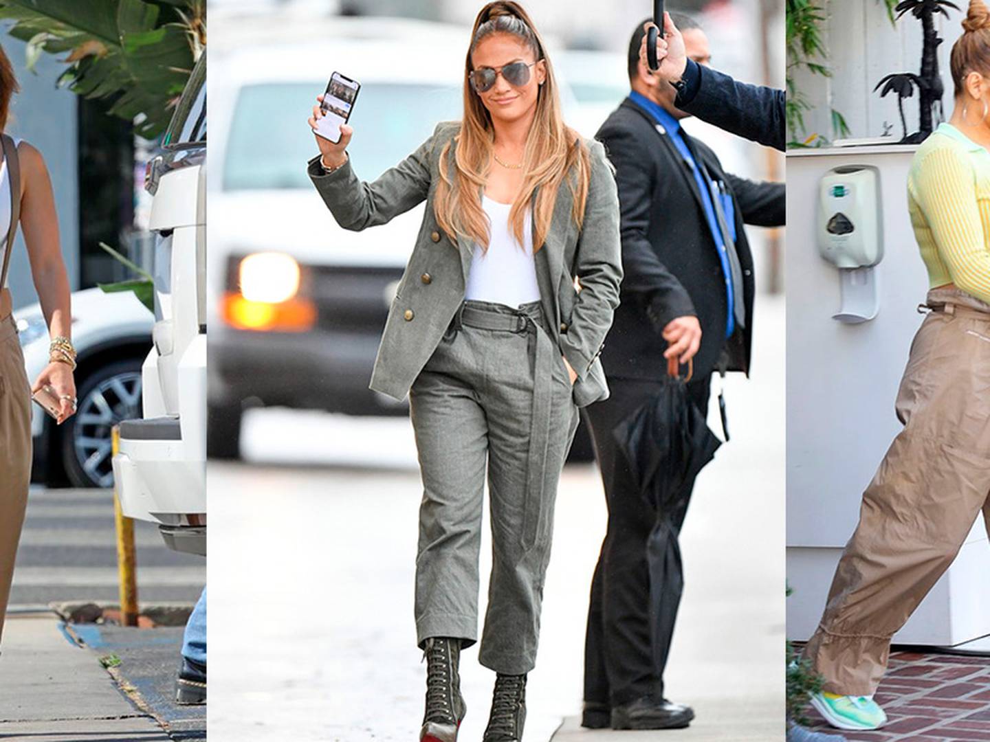 Jennifer Lopez hace que unos pantalones cargo se vean elegantes con botas  track