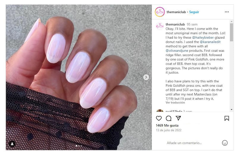 La manicura 'lip gloss' es una de las grandes tendencias de 2024