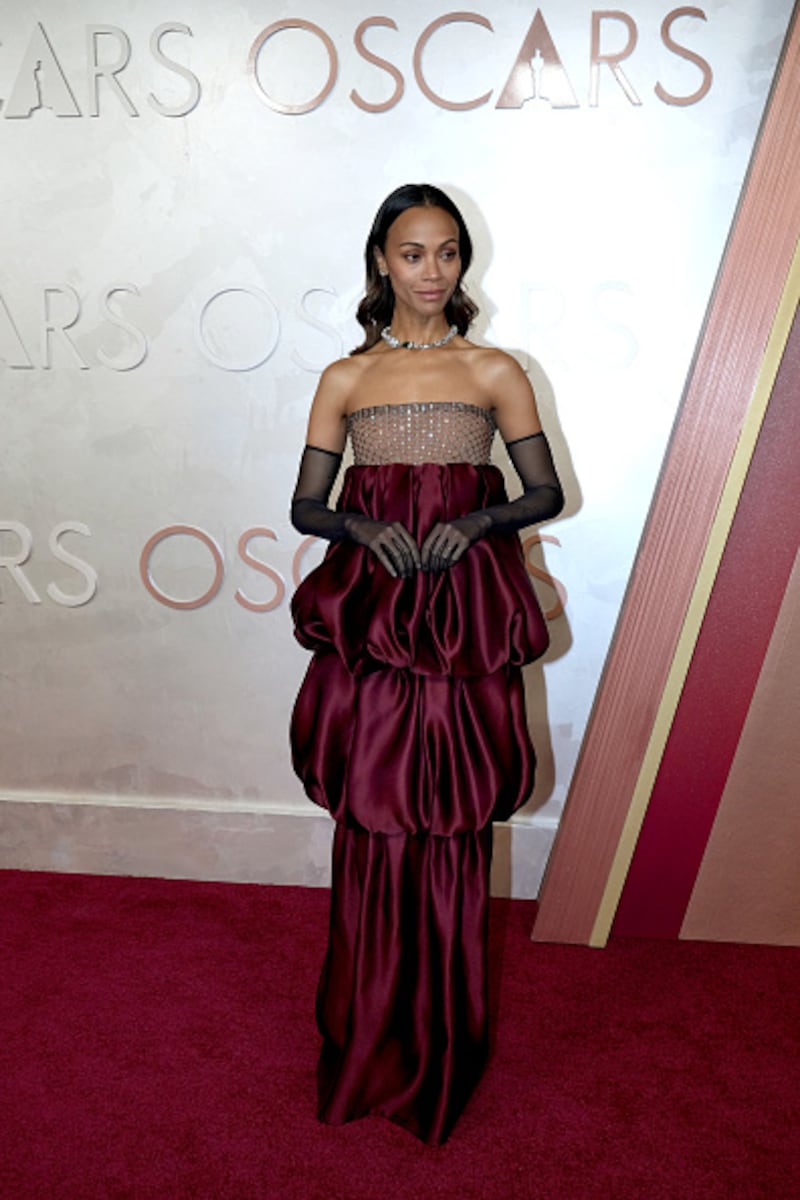 HOLLYWOOD, CALIFORNIA - MARCH 02: Zoe Saldana attends the 97th Annual Oscars at Dolby Theatre on March 02, 2025 in Hollywood, California. (Photo by Jeff Kravitz/FilmMagic)