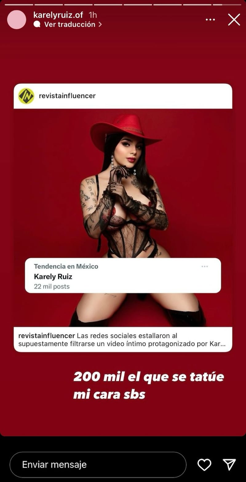 Karely Ruíz regalará 200 mil pesos al fan que se tatúe su cara