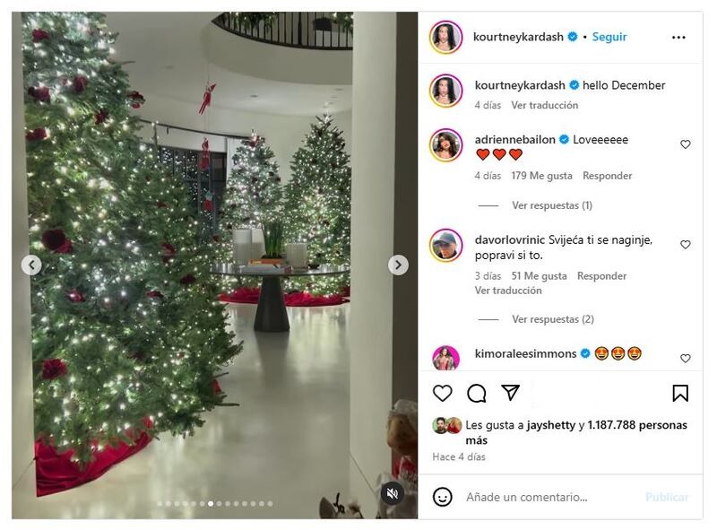 Kourtney Kardashian no escatimó en nada para decorar su hogar en la Navidad 2024