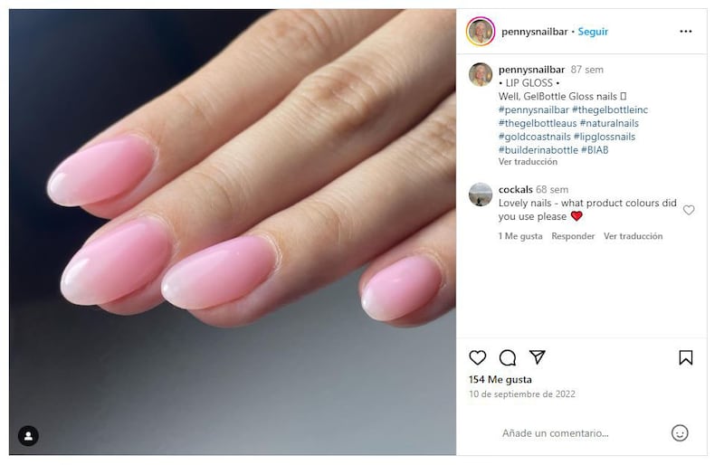 La manicura 'lip gloss' es una de las grandes tendencias de 2024