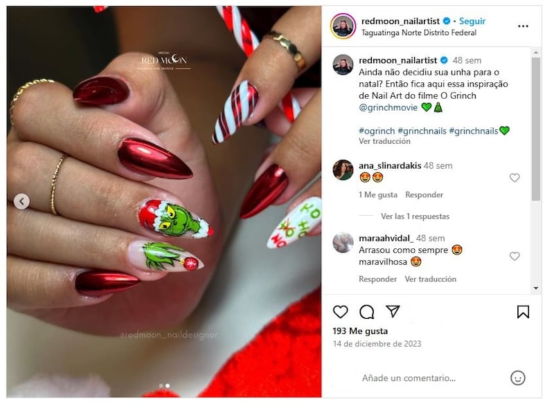 Las manicuras inspiradas por 'El Grinch' estarán muy de moda durante la Navidad 2024