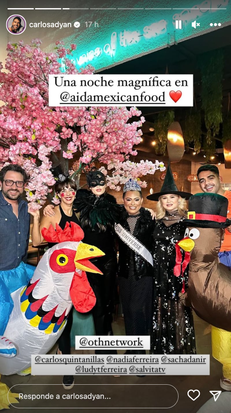 Nadia Ferreira festeja Halloween en compañía de familiares y amigos