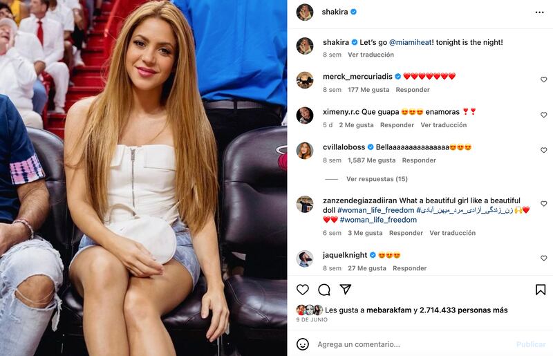 Shakira en juego de la NBA