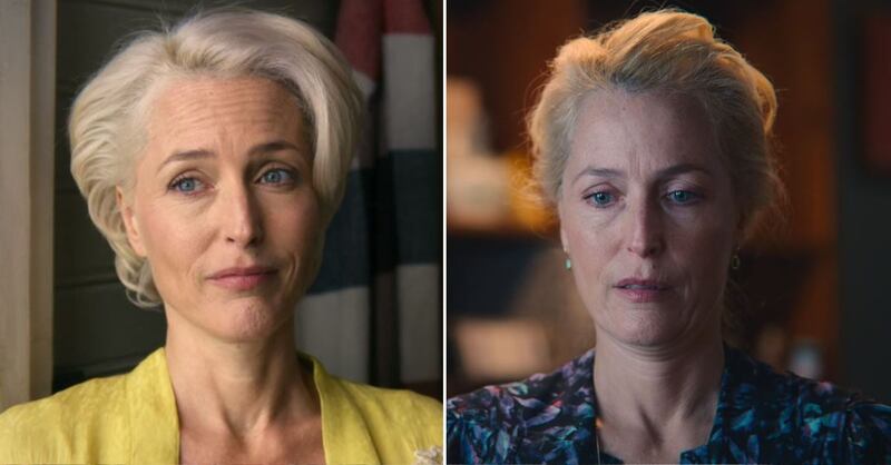 Gillian Anderson en la primera temporada de 'Sex Education' y en la cuarta entrega de la serie