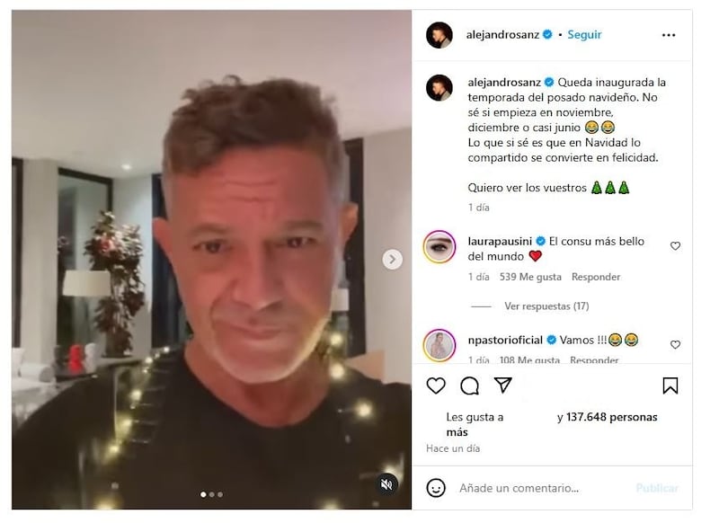 Alejandro Sanz celebrará su primera Navidad con Candela Márquez este 2024