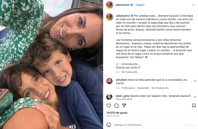 Adianez Hernández junto a sus hijos