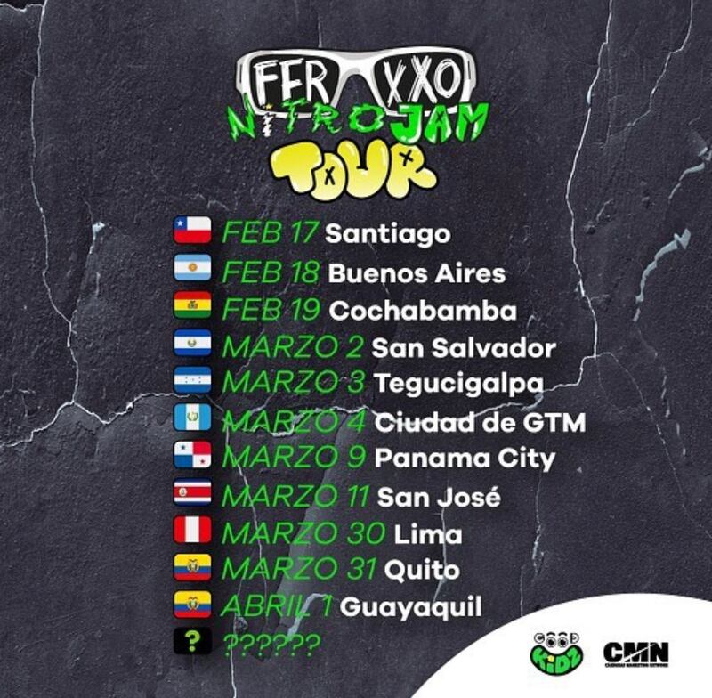 Fechas del concierto del Ferxxo en Ecuador.