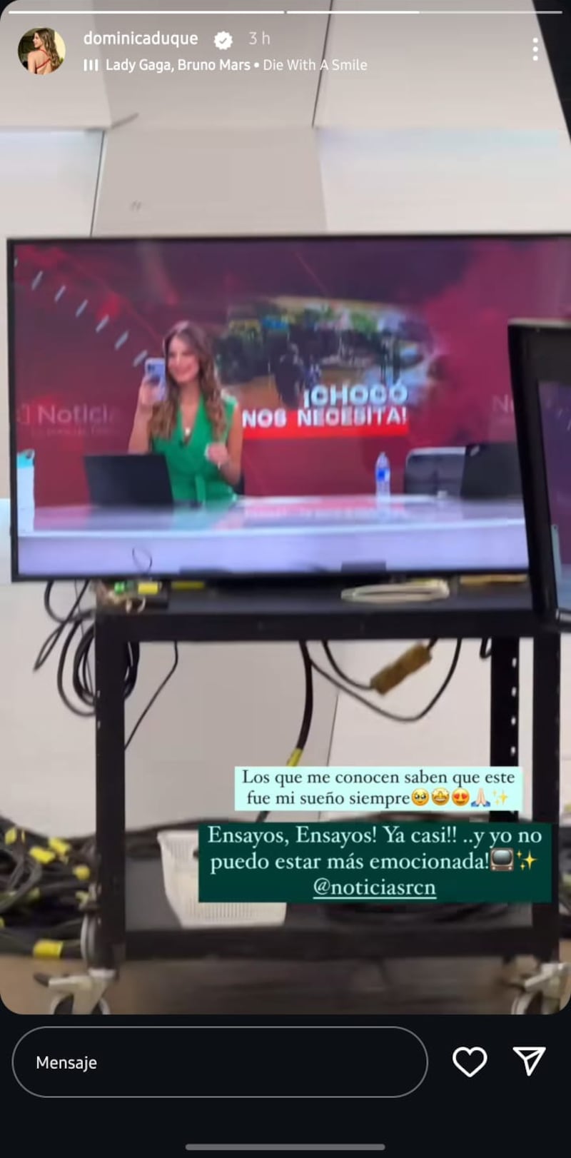 Dominica Duque de ‘MasterChef’ mostró su proceso para debutar en el noticiero RCN