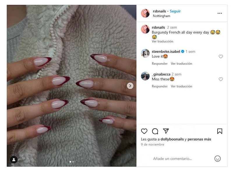 Las uñas 'cherry mocha' son elegantes y perfectas para las fiestas decembrinas