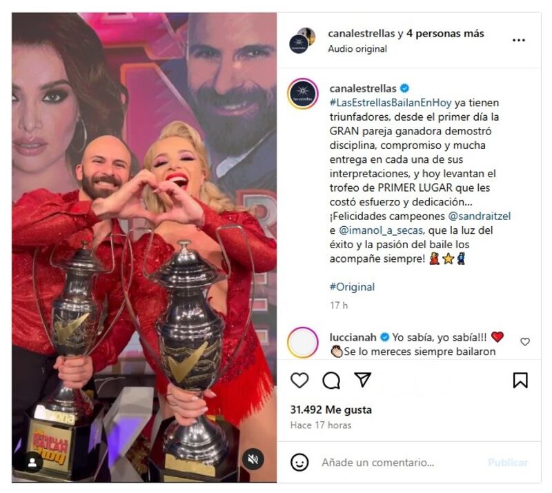 Sandra Itzel e Imanol Landeta ganaron la sexta temporada de 'Las Estrellas bailan en Hoy'