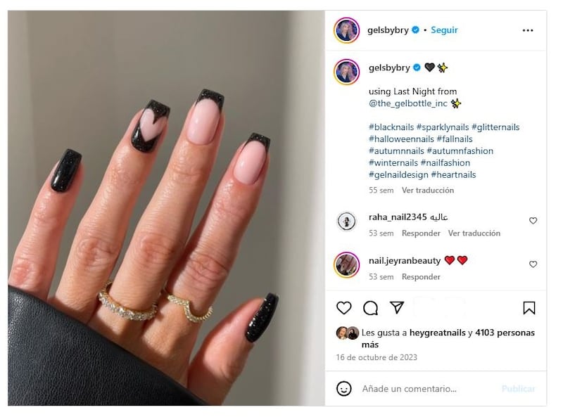 La manicura 'dark coquette' es perfecta para llevar durante el penúltimo mes del año