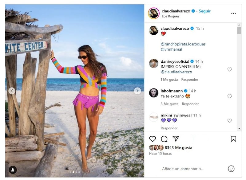 Claudia Álvarez causó furor al presumir su figura esbelta en un bikini crochet