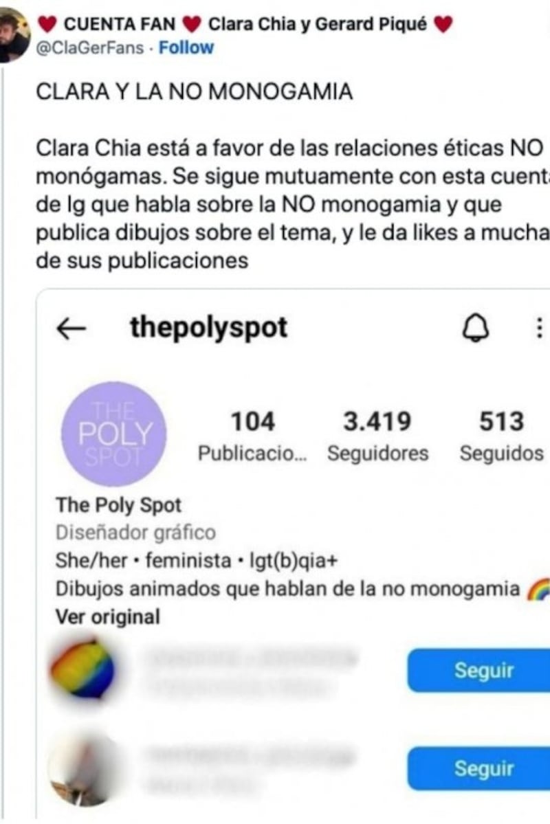 La cuenta de poliamor que sigue Clara Chia