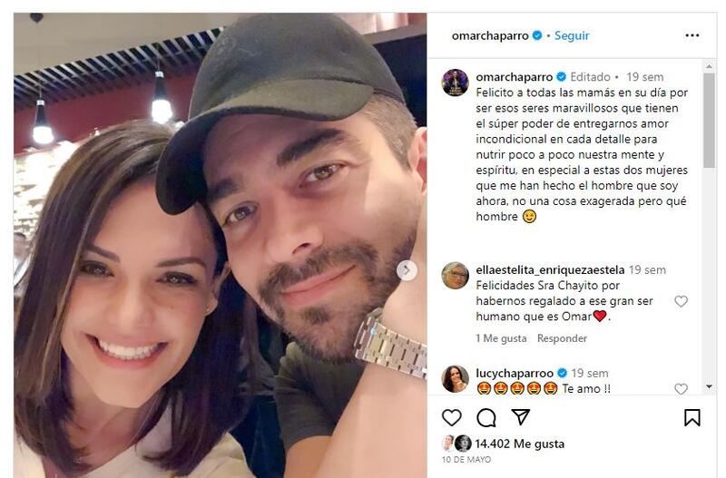 Omar Chaparro junto a su esposa, Lucy Chaparro