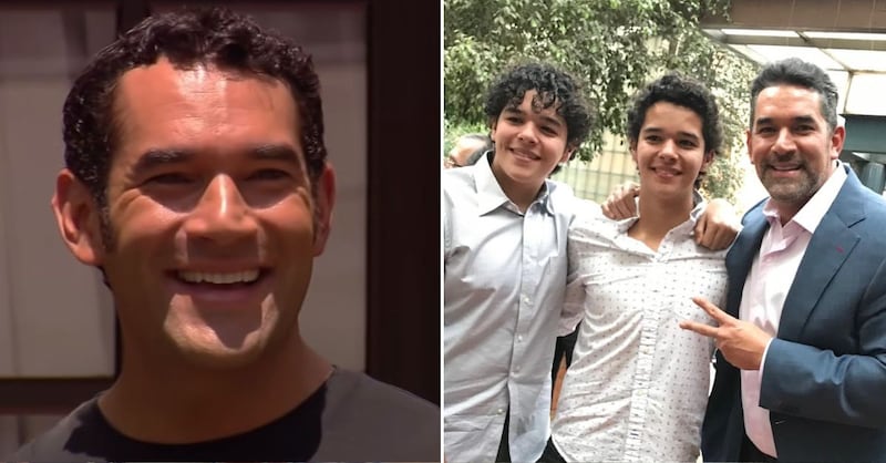 Eduardo Santamarina en 'Rubí' y junto a sus hijos en años recientes