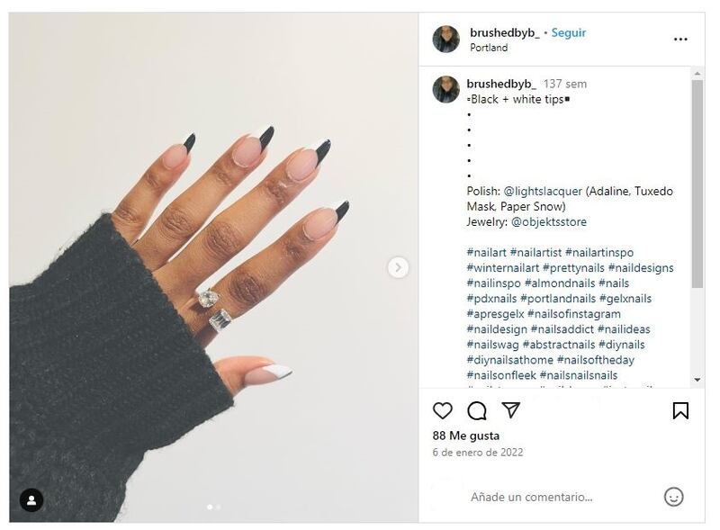 Las 'tuxedo nails' no son nuevas, pero causarán sensación durante la época otoñal