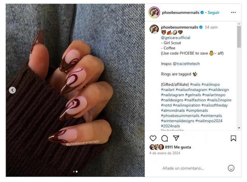 Las uñas 'cherry chocolate' son la última tendencia en manicura impuesta por Jennifer Lopez