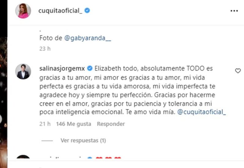 El amoroso mensaje de Jorge Salinas a Elizabeth Álvarez por su “paciencia”