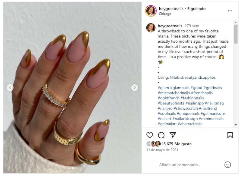 Las 'gold chrome nails' son ideales para llevar en las fiestas de fin de año