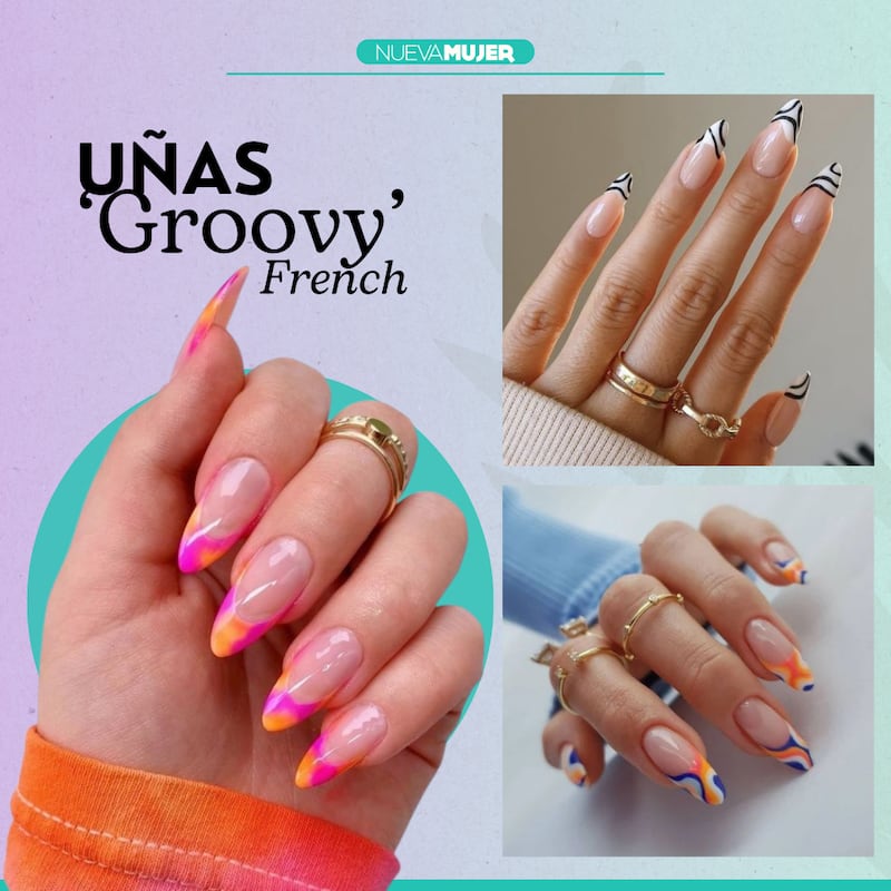 Uñas groovy french en tendencia