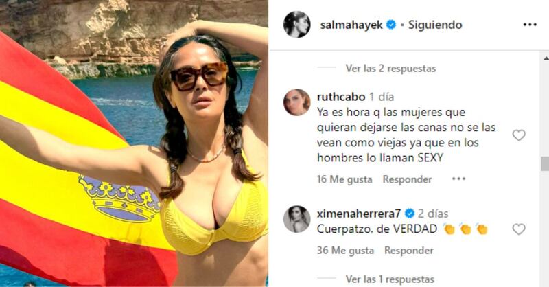 “Ya es hora de dejar de ver a las mujeres con canas como viejas”: Salma Hayek deslumbra en bikini y al natural