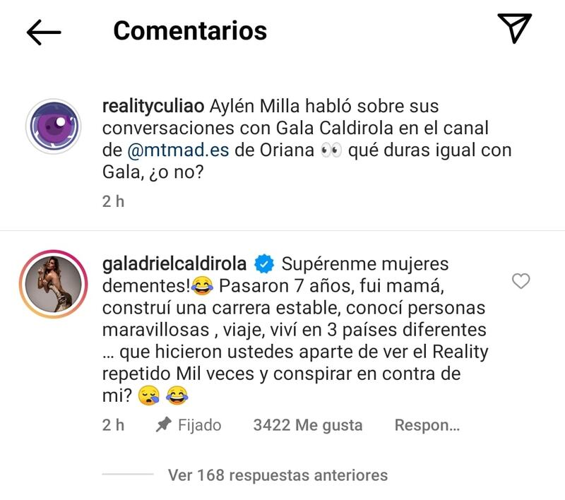 Gala Caldirola reaccionó a video de Oriana Marzoli y Aylén Milla