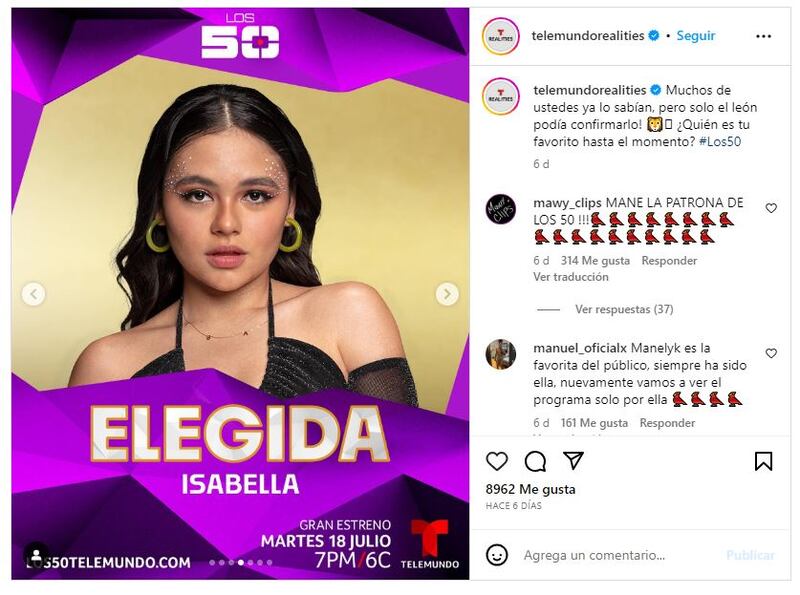 Isabella Sierra es una de las participantes confirmadas de 'Los 50'