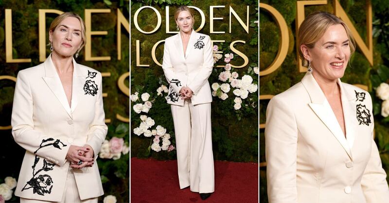 Kate Winslet soltó el vestido y superó en elegancia con americana y pantalones en los Globos de Oro 2025