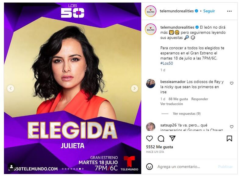 Julieta Grajales es una de las participantes confirmadas de 'Los 50'