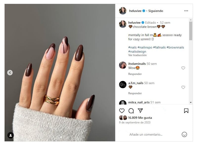 La manicura chocolate es un clásico de la temporada otoñal