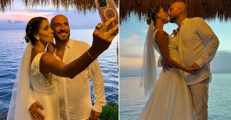 Adianez Hernández y Augusto Bravo en su boda celebrada en Cozumel