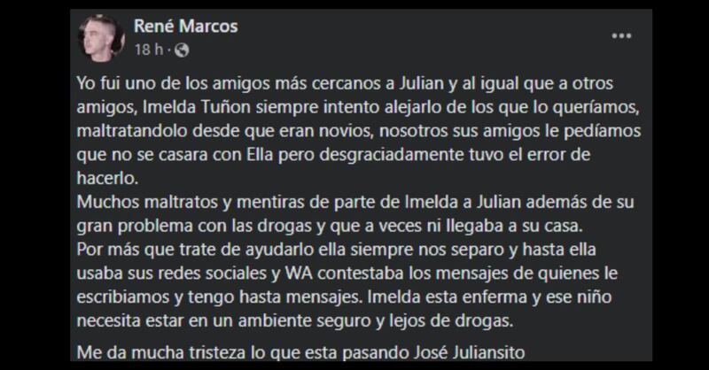 "Ella le arruinó la vida": Amigo de Julián Figueroa rompe el silencio sobre la relación con Imelda Tuñón