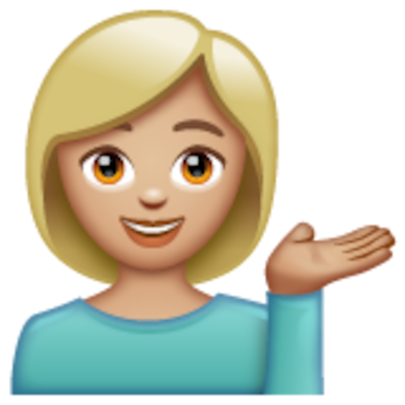 Emoji de mujer inclinando la mano