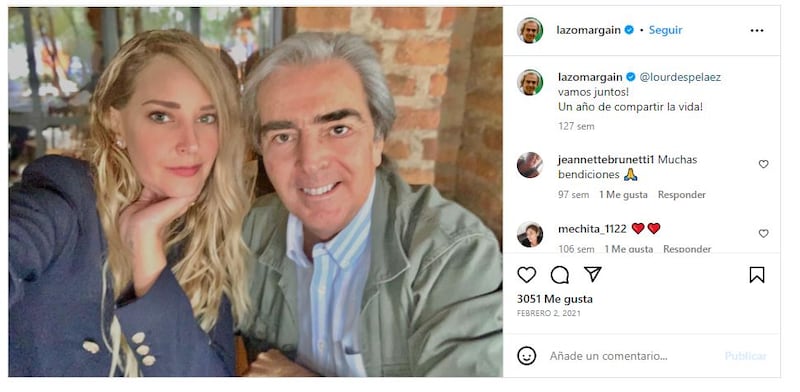 Lorenzo Lazo tuvo su primera relación tras enviudar con Lourdes Peláez