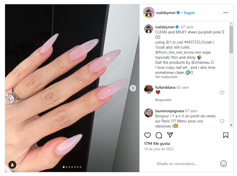 Las 'sheer pink nails' sientan bien a todas y ofrecen una estética de chica refinada