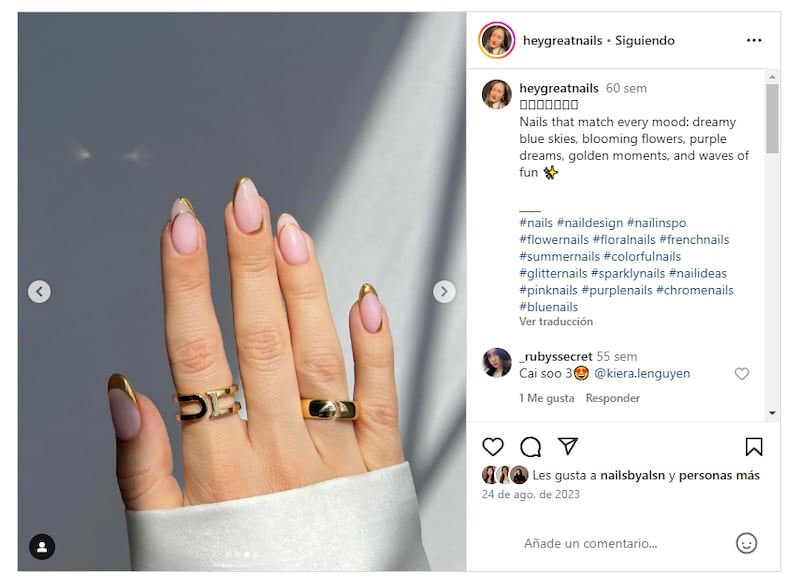 Las 'gold chrome nails' son ideales para llevar en las fiestas de fin de año