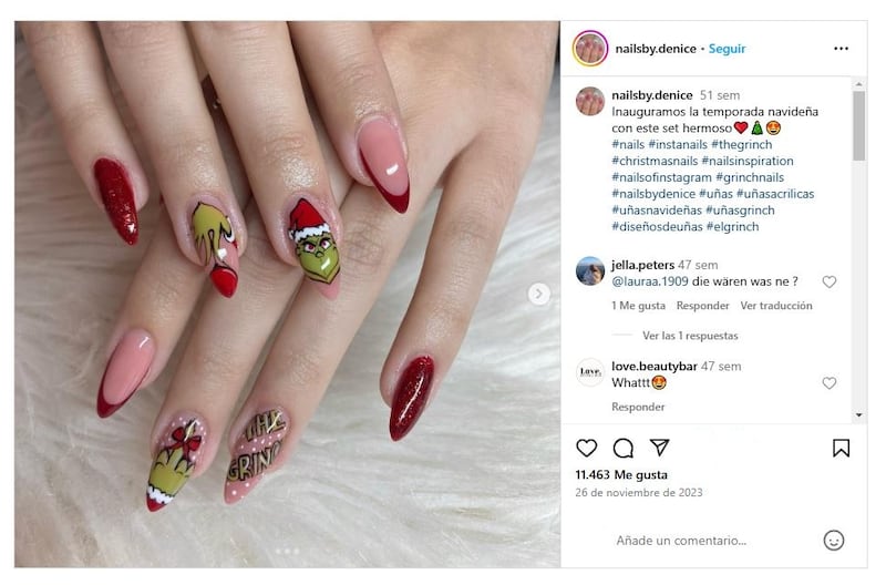 Las manicuras inspiradas por 'El Grinch' estarán muy de moda durante la Navidad 2024