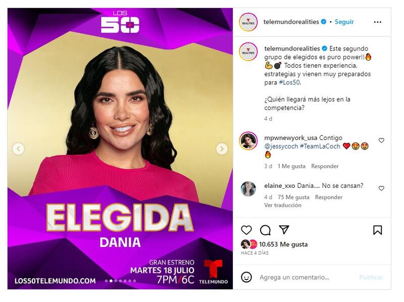 Dania Méndez es una de las participantes confirmadas de 'Los 50'