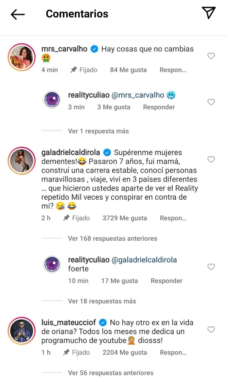 Gala Caldirola reaccionó a video de Oriana Marzoli y Aylén Milla. Michelle Carvalho y Luis Mateucci también se pronunciaron
