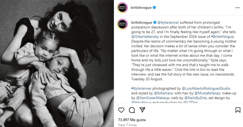 Kylie Jenner aparece en portada junto a sus dos hijos pero estos detalles llamaron toda la atención