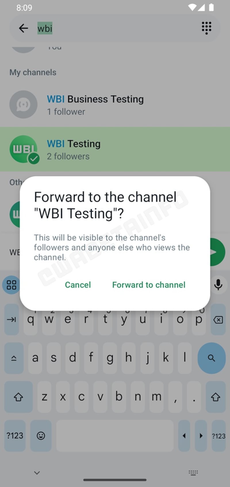 WhatsApp reenvío de canales Wabetainfo