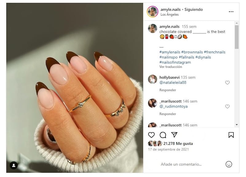 La manicura chocolate es un clásico de la temporada otoñal