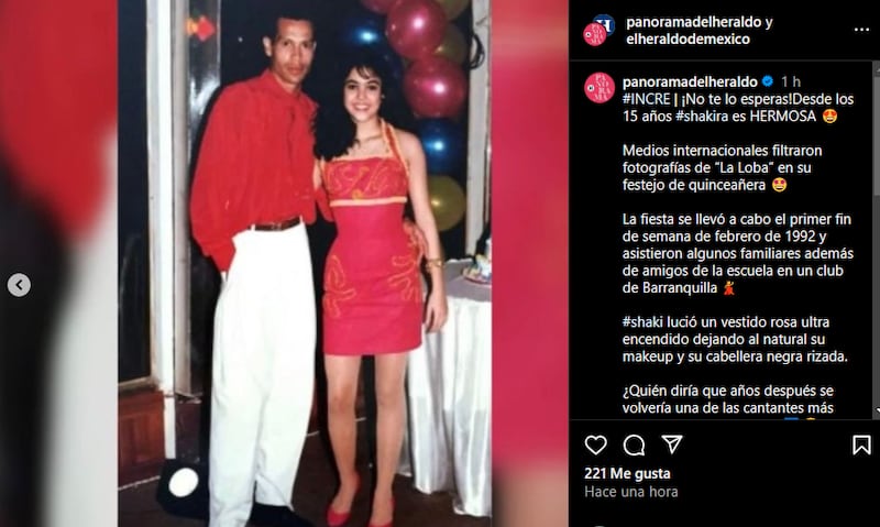 Shakira escogió un vestido rojo para su quinceañera