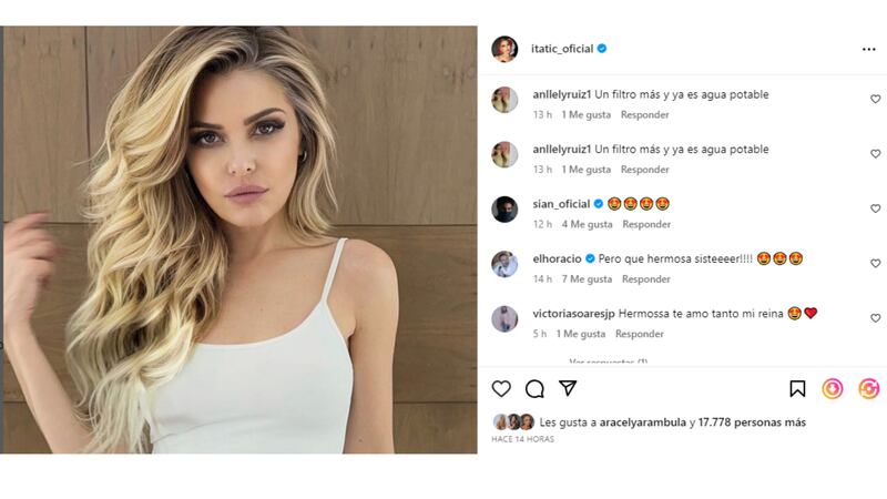 Itatí Cantoral fue criticada por usar filtro.