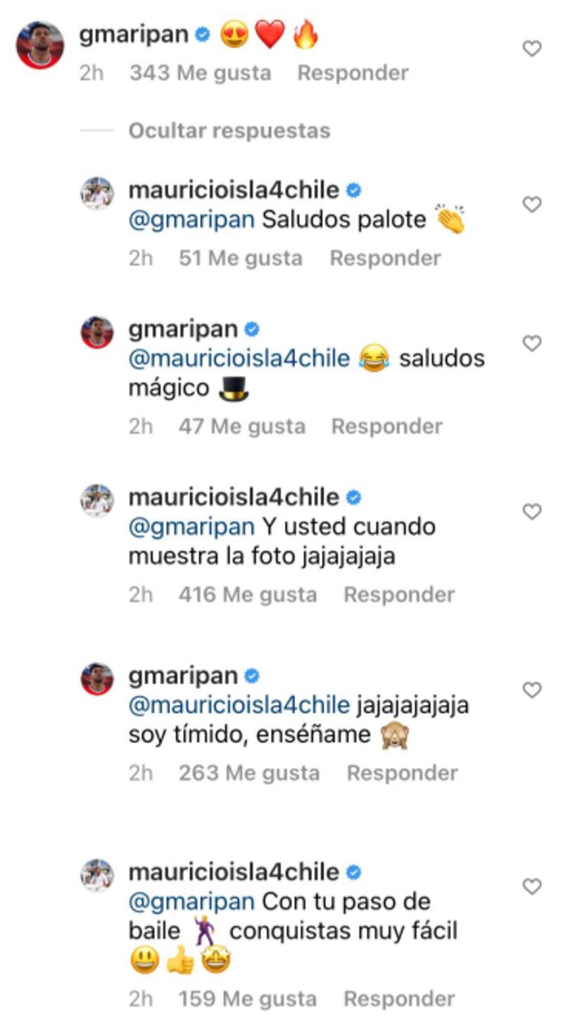 Mauricio Isla y Maripán intercambiaron divertidos mensajes en Instagram