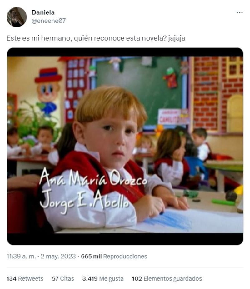 Daniela Velásquez reveló con este tuit la identidad del niño de la intro de 'Betty, la fea'