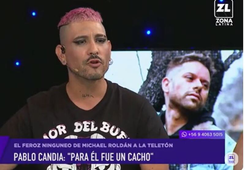 El periodista de Zona de Estrellas Pablo Candia, panelista que debutará en el próximo programa de farándula de CHV, realizó duras acusaciones contra su colega televisivo Michael Roldán, asegurando que tuvo un feo gesto con la Teletón. 
Según contó en el espacio de Zona Latina, el actual integrante de Sígueme y Only Fama, habría manifestado que la invitación que recibió para participar en una actividad de la cruzada solidaria que se realizó en noviembre fue “un cacho”.
“De esto me enteré por gente de la producción de la Teletón, que está muy sentida con este caballero ‘Guaguito’. Él fue convocado para ser parte de la Teletón en un en vivo, en un espacio pequeñito que lo iba a conducir en la Quinta Vergara. Pero resulta que a la gente de Teletón le llegó la información de que para Michael Roldán, el haber participado en la Quinta Vergara, algo que quizás a cualquier rostro de la televisión le hubiese encantado por ser parte de esta cruzada tan importante, para él fue un cacho”, señaló el próximo rostro de CHV. 
Según agregó, esa descripción la habría emitido el propio Roldán en TV+, aunque fuera de cámara.
“Lo dijo en su canal TV+. No al aire, por supuesto. Pero a mí me dicen de la producción de Teletón que les llegó el dato, que él estaba muy ofuscado y habría dicho ´mira el cacho que me dieron, un espacio chico, en la Quinta Vergara, perdí plata en eventos que tenía ese fin de semana’. Eso llegó a oídos de la producción de la Teletón y les habría molestado mucho”, recalcó el exeditor. 
Pero, como si le tuviera sangre en el ojo, Candia continuó con las críticas hacia el periodista y señaló que “encuentro que es penca. Entonces, creo que si está donde está es por su trabajo y obviamente porque la Fran (García-Huidobro) lo pescó y se lo llevó para allá, porque no encontraron a otro. Y si sigue siendo ‘Guaguito’, después de 20 años, es por algo”, recalcó.